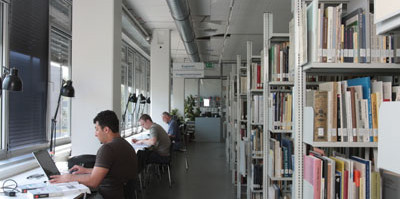 Departmental Library of Architecture and Civil Engineering (interior view: book shelves, learning places)