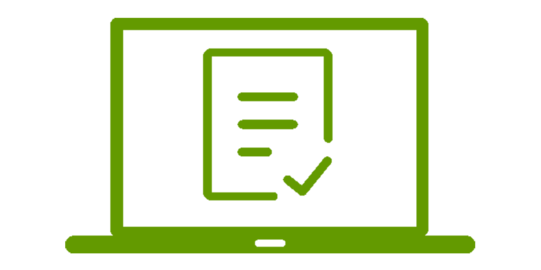 Icon digitale Prüfung Bildschirm mit dem Symbol einer Checkliste mit Haken