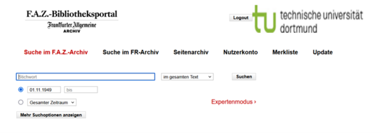 Screenshot 'FAZ-BiblioNet'