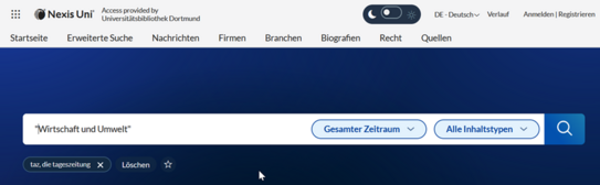 Screenshot 'Nexis-Uni'