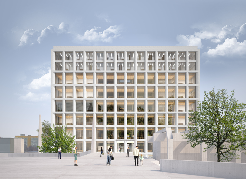 Neubau Universitätsbibliothek Dortmund von vorn Frontalansicht Neubau Universitätsbibliothek Dortmund