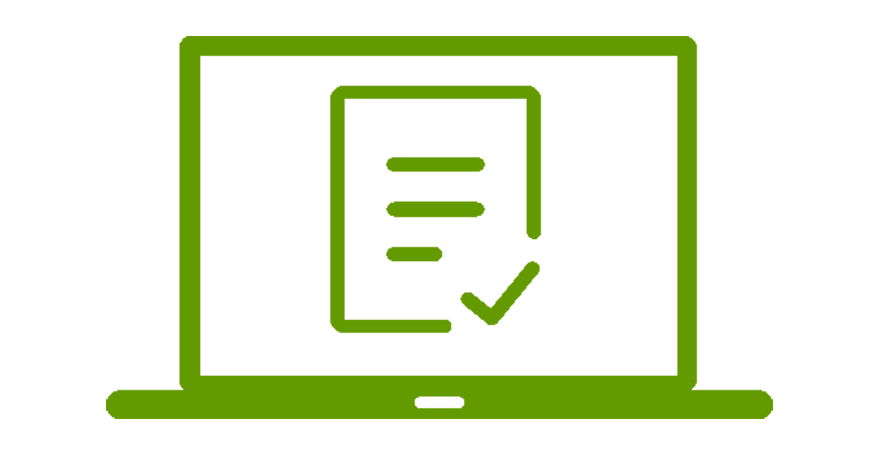 Icon digitale Prüfung Bildschirm mit dem Symbol einer Checkliste mit Haken